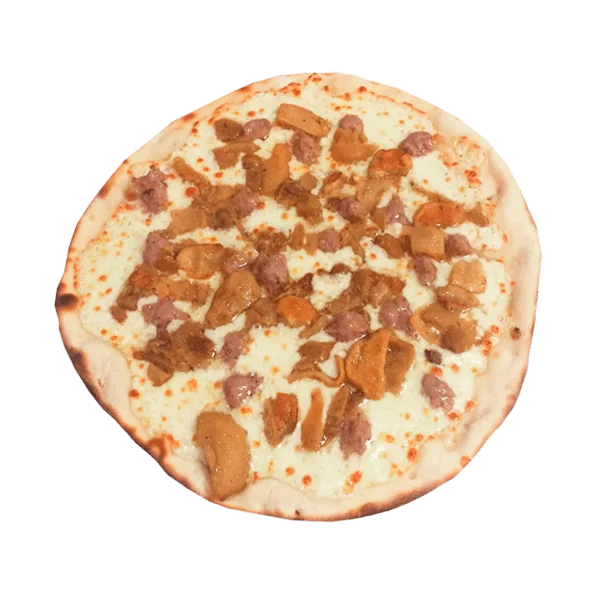 Pizza con porcini e salsiccia