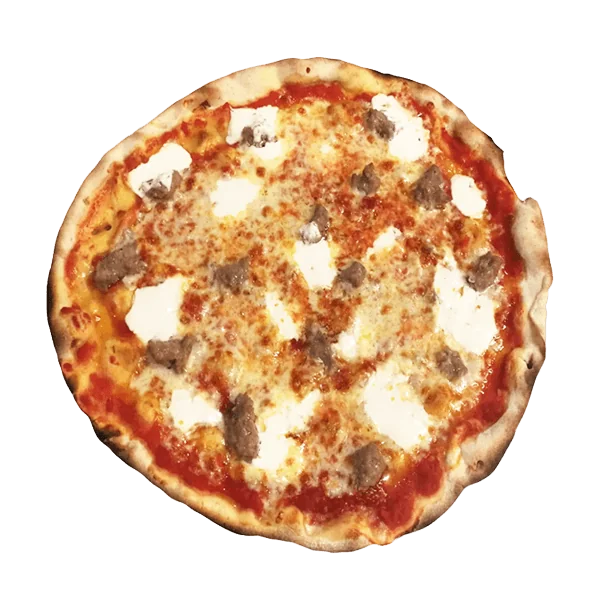Pizza con panna e salsiccia